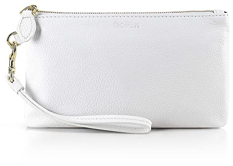 befen Pochette da Polso da Donna in Pelle per Cellulare, Portafoglio in Pelle di Agnello, Trapuntata, con Cinturino da Polso e Tracolla