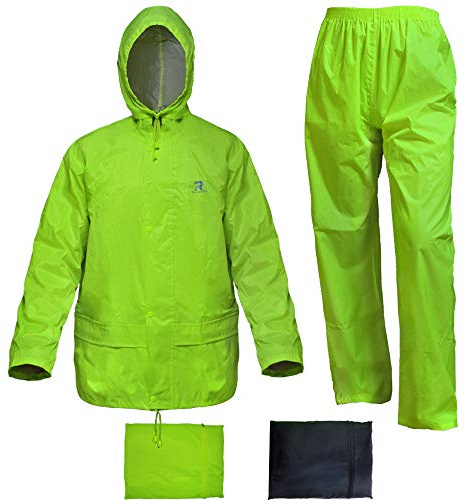 RainRider Rain Suit for Men Women High Visibility Rain Gear Jacket with Pants Workwear(Fluorescence,Large)