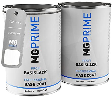 MG PRIME Autolack Set Dose spritzfertig für Ford 7VTAWWA / PN3GZ0 / W Frozen White Solid/Frost Weiss Grundlack + Basislack 2,0 Liter 2000ml