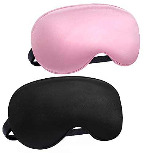Audamp Schlafmaske mit verstellbarem Band weich und leicht Pink und Schwarz | Lichtreduzierung,verstellbarer Sitz, leichtes Gewicht, vielseitige Anwendung