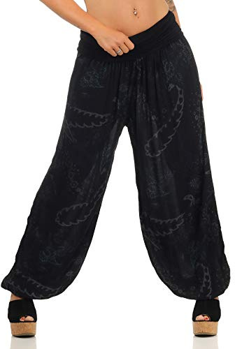 Malito Mujer Pantalones Aladdin Panatlón Pants Yoga Deporte 7185 (Negro)