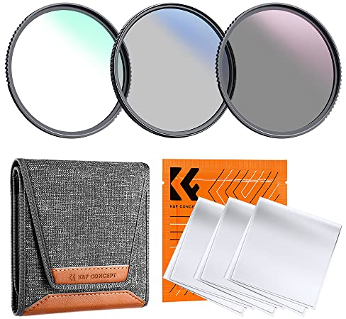 K&F CONCEPT 49mm UV CPL ND4 Lens Accessory Filter Kit UV Protector Circular Polarizing Filter Neutral Density Filter for DSLR Cameras + Cleaning Cloth + Filter Bag Pouch