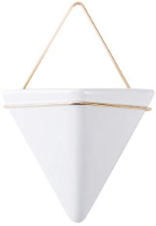 Koomiao Wandvase Keramik/Metall Wandblumenvase Blumentopf Wand Pflanztopf Blumenhalter Für Zimmerpflanzen, Sukkulenten, Luftpflanzen, Kakteen, Kunstpflanzen und Mehr (Weiß, M)