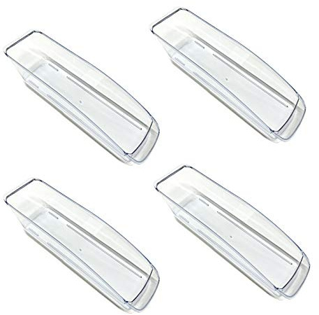HAC24 4er Set Kühlschrank Korb Transparent Aufbewahrungsbehälter Organizer Kühlschrankbox Gemüse Obst Gefrierschrank Schubladenkorb 33 x 7,5 cm