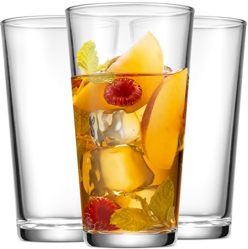 Home Essentials Drinking Glass Set - 10 Highball Glass Cups, 16 Oz. Basic Water Glasses, Beer, Juice, Cocktails, Wine, Iced Tea, Bar Glasses. Dishwasher Safe