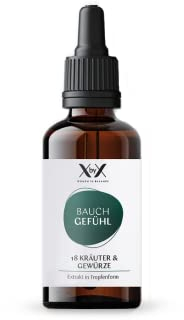 XbyX Bauch Gefühl 50 ml | 90 Portionen | Beruhigende Wirkung für den gestressten Magen | 18 kostbare Kräuter & Gewürze in Tropfenform | Relaxed & entspannt | Einfache Dosierung mit Pipette