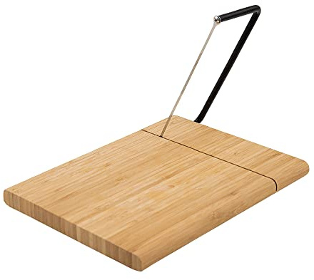 Point-Virgule Käsebrett und Käseschneider mit Draht Bambus, 28,5x23x2cm