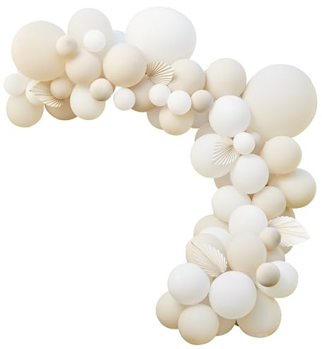 Ginger Ray Ballon-Bogengirlande, Partyhintergrund-Set, 80 Latex-Luftballons, Weiß/cremefarben
