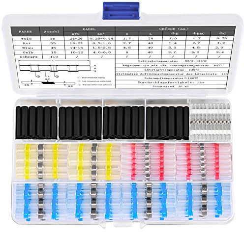 Raoclay Conectores Electricos Rapidos, 260 piezas Terminales Eléctricos Terminales Faston Aislados con 4 Tamaños, Empalmes Cables Electricos con Una Tasa de Encogimiento de 2: 1
