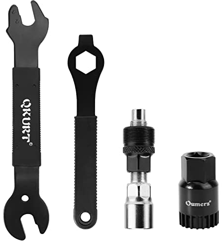 Oumers Fahrrad-Pedalabnehmer Reparaturset, Fahrradpedalschlüssel + Kurbelabzieher + Tretlagergehäuse entfernen + 16 mm Schraubenschlüssel
