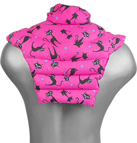 Nackenhörnchen HWS - Nacken + Schultern + Rücken - Katzen-pink - Rapssamenkissen - Nackenkissen Wärmekissen