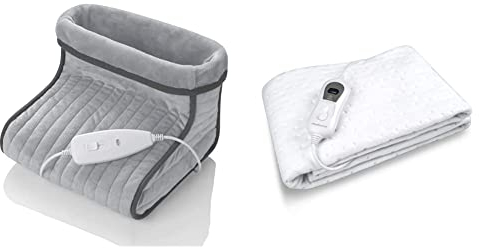 Medisana FWS Scaldapiedi Riscaldamento Elettrico dei Piedi, 3 Livelli di Temperatura, Spegnimento Automatico & HU 665 Sottocoperta Elettrica, 150 X 80 cm, Spegnimento Automatico