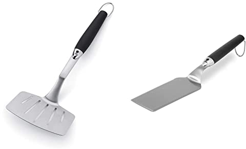 Weber 6673 Grillwender, Edelstahl, Fischwender, großes Grillgut & 6206 Grillwender 39 cm, für Fisch, Gemüse oder Pancakes, Edelstahl mit Silikongriff