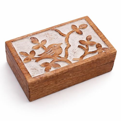 Geburtstags-Geschenkideen, handgefertigt, dekorativ, Holz, Schmuck-Organizer, Schatztruhe, Schmuckhalter, Uhren-Aufbewahrungsbox, 20,3 x 12,7 cm, Jahrestag, Einweihungsfrau