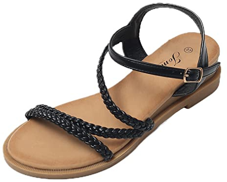 JOMIX Sandale avec Boucle Réglable pour Femme - Confortable pour Maison, Piscine et Plage d'été