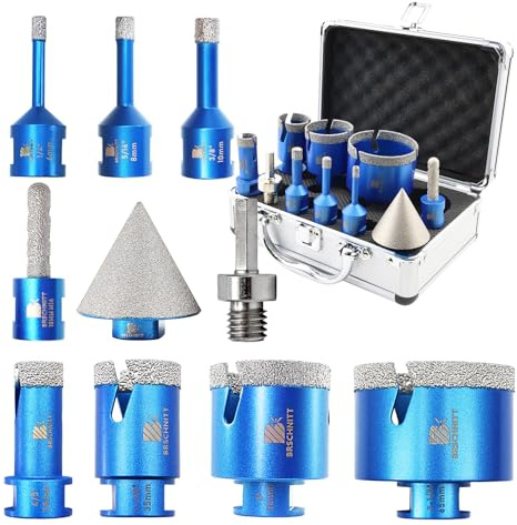 Diamant Fliesenbohrer Set 6/8/10/20/35/50/68mm - BRSCHNITT M14 Diamantbohrer Lochsäge für Fliesen Porzellan Keramik Marmor Granit Bohrungen&10mm&50mm Fresa Diamantata