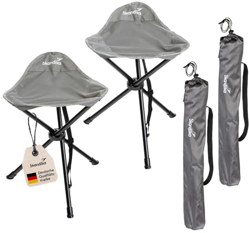 Skandika Sgabello treppiede pieghevole Tomperi, peso utente 100 kg, leggero, compatto, con borsa per il trasporto, struttura in acciaio, piedini antiscivolo (Set di 2 sgabelli)