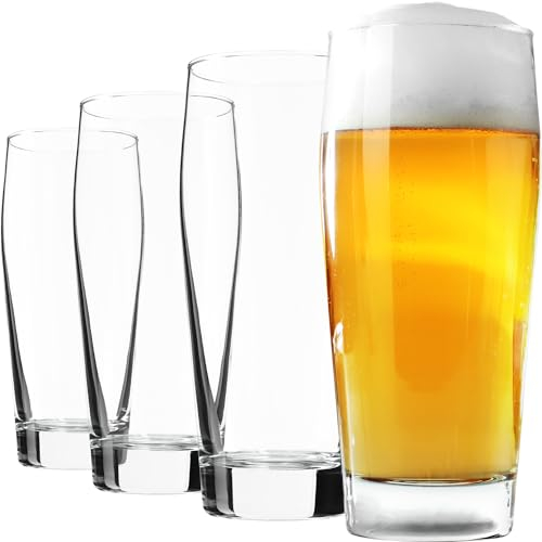 KADAX Vasos de cerveza clásicos, 510 ml, vasos de cerveza de trigo de cristal, para celebraciones familiares o fiestas, vasos de tulipanes para cerveza (4 x 510 ml)