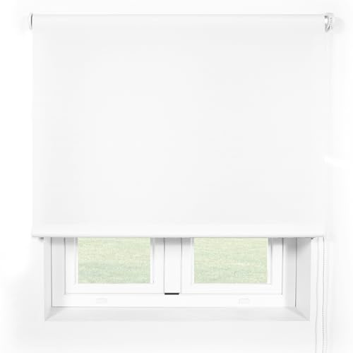 Blindecor Ara Clement Blanco | Estor Enrollable con Tejido translúcido 120 x 190 cm (Ancho por Alto) | Tamaño aproximado de la Tela 117 x 185 cm| Estores para Ventanas