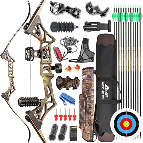 58 Takedown Recurve Bogen und Pfeile für Erwachsene und Jugendliche Anfänger 30-50lbs Jagdbogen Sportbogen Metall Riser für Bogenschießen Jagd Zielschießen (40lbs, Camo)