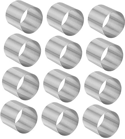 MAGICLULU 12pcs Cake Mold Stainless Steel Cake Ring Mousse Baking Tray for Dessert Rings Simple Baking Tray