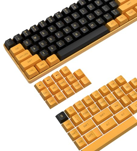 MAMBASNAKE 150 Tasten PBT Double Shot Tastenkappen Set,OEM Profil,ANSI US Layout für 61/68/87/98/104/108 Mechanische Tastatur,Kompatibel mit Cherry MX Gateron Otemu Kailh Schalter(Schwarzes Gold)