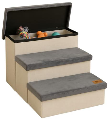 Hundetreppe Fest Modell 2024 - Hundetreppe Für Hunde Mit Stauraum - Treppe Hund – Tritthocker Hund Für Sofa oder Bett - Bis 60 kg - Anthrazit - Universal