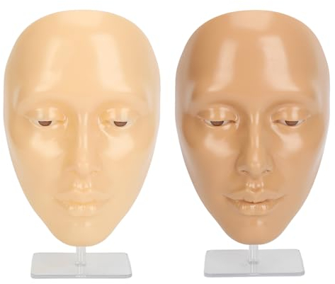 2 Set Make-up-Übungs-Gesichtsbrett, Silikon-Make-up-Mannequin-Gesicht, Professionelles Make-up-Übungs-Gesichts-Mannequin, 5D-Silikon-Mannequin-Gesicht für Augen-Make-up-Anfänger
