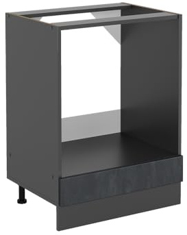 Vicco Herdumbauschrank R-Line, Schwarz Beton, 60 cm | ✓ Backofennische · Ohne Arbeitsplatte · Höhenverstellbare Füße · ✓ Frei kombinierbar · Einfache Integration ✓