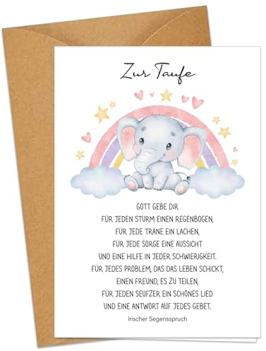 Hochwertige Karte Taufe Mädchen mit Umschlag, Taufgeschenke für Mädchen | A6 Klappkarten Taufkarte mit Spruch, Glückwunschkarten zur Taufe, Taufe Geschenk