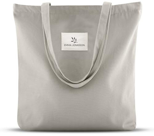 Emma Jonasson Shopper Tasche Damen groß mit Reißverschluss - Jutebeutel mit Innentasche - Esthetic Tote Bag Damen - Taschen Damen groß Stofftasche für Einkauf Arbeit Uni Schule