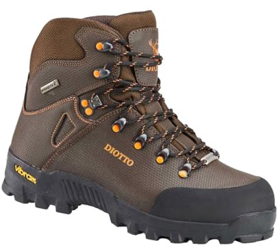 DIOTTO Botas de Caza y Trekking Nature, Piel Natural, Membrana Windtex®, Suela Vibram (Marrón, Sistema tallas calzado EU, Adulto, Números, Estrecho, 41)