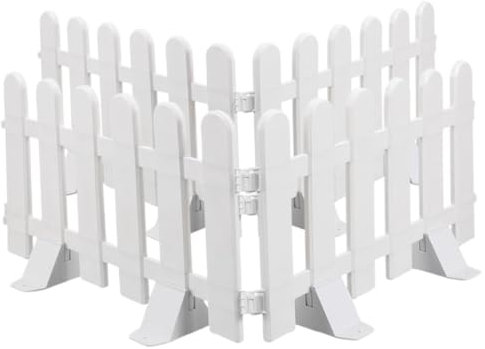 BESPORTBLE Recinzione Decorativa Da Giardino in Plastica Bianca, Set 4 Pannelli Con Base Rinforzata 50x30 Cm, Bordura Per Aiuole e Prato, Per Cortili, Vialetti e Decorazioni Stagionali