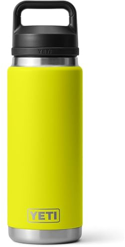 YETI Rambler 26 oz Bottle, Leakproof, Vacuum Insulated, Stainless Steel with Chug Cap, Firefly Yellow