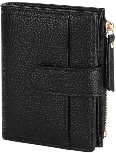 RRANCharltu Geldbörse Damen Leder Portemonnaie Damen klein mit kartenfächern Geldbeutel klein Brieftasche Mädchen mit Reißverschlusstasche und Banknotenfach, Schwarz