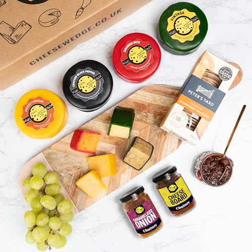 Cheese Truckles, Crackers & Chutneys Deli Gift Box | 4 Luxury Cheeses, 2 Artisan Chutneys & Crackers