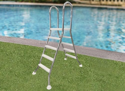 AIBOTY 4 Step Pool Ladder, Heavy Duty Metal 304 Stainless Steel Frame Above Ground Swimming Pool Ladder, Load Capacity 550 Lb for 52 Inch Wall Height Pools