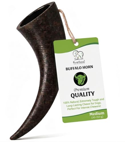 Pawlicious 8 Pack Medium Buffalo Horns (90–150 GM) for Dogs, 100% Natural Grain Free Dog Chew Treat for Adult Dogs, High Protein Long Lasting Horn Chewing Pet Treats