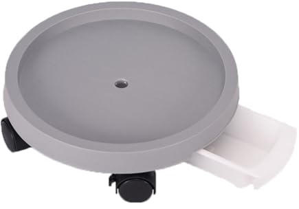 YCZHD Blumenroller Rund, Transporthilfe für Pflanzen, Schubladentyp Runde Kunststoff Pflanzentschal,Abnehmbare Blumentopf Unterstütze mit Wasserschublade(Size:34.3CM,Color:grau)
