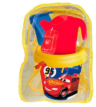 Smoby - Mochila con Cubo de Playa Completo Cars - Set con Pala, Rastrillo, Tamiz, Regadera y Molde - Juguete para Niños a Partir de 18 Meses (7600862228)