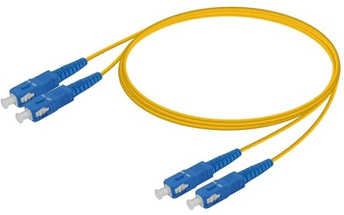 TFS DuraTac® - Cable de Fibra Óptica Monomodo Dúplex OS2 9/125µm G.652D | Patch Cord SC/UPC a SC/UPC Amarillo | Preparado para Redes de Alta Velocidad y Larga Distancia (10m.)