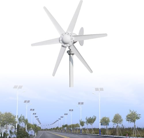 LADECNERHT Aerogenerador Pequeño De 800 W, 12 V/24 V, 6 Aspas, Ajuste Automático para Sistemas Híbridos De Monitorización De Luz Eólica Y Solar. Velocidad De Viento Inicial Baja De 1 M/S.,12V