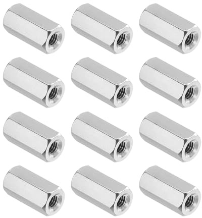 PATIKIL 304 Stainless Steel Hex Coupling Nuts M3x0.5 Pitch 12mm 12Pcs | 0.47 Length Coarse Fully Threaded Rod Coupling Nut Studding Connector Fasteners Silver Tone