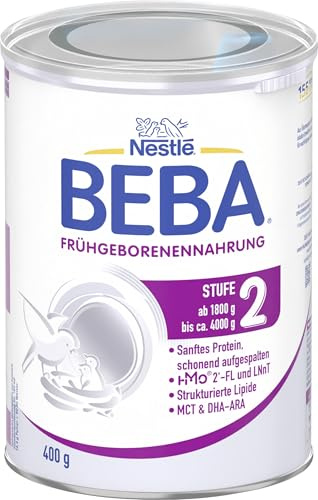BEBA Frühgeborenennahrung Stufe 2 - Pulver nach Klinikentlassung (1 x 400g) | Spezialnahrung für Frühgeborene von 1800–4000g. Mit HMO, schonend aufgespaltenem Protein und angepasstem Nährstoffgehalt