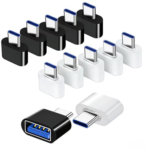 YRIKE Adaptador USB C(12 Piezas), Adaptador USB C a USB, Adaptador OTG para Dispositivos Tipo C Compatible con MacBook Pro, Tabletas, Teléfonos Tipo C, Teclados, etc