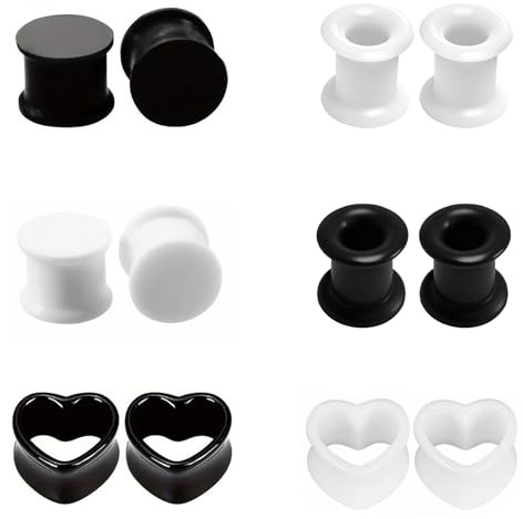 GoPaw Silicone Ear Plugs Tunnels, 6 Pairs Silicone Flesh Tunnel Double Flared Ear Plugs Expanders Silikone Ear Stretchers Kit for Men Women 6-20mm (18mm)