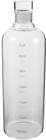 SAFIGLE Bouteille Eau Verre Transparent Avec Couvercle Repères Horaires Pour Suivi Hydratation Capacité Pour Jus Et Boissons Chaudes Ou Froides