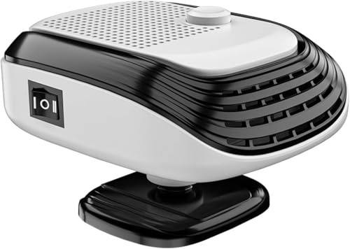 Srcasy 12V 150W Portable Car Heater & Defroster,Anti-Fog Plug in Cigarette Lighter Car Heater Fan,2-in-1 Heating & Cooling Fan,with 360° Swivel Base,Quick Install for Car, SUV, Van(White)