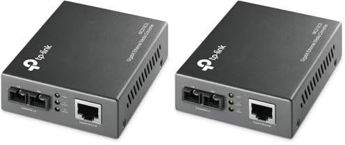 TP-Link Gigabit Single-Mode Media Converter, Complies with IEEE 802.3ab and IEEE 802.3z Extends Fiber Distance Up to 20 km (MC210CS) (Packung mit 2)