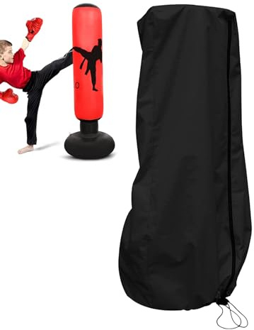 Fristående boxningssäck - skyddande 210D Oxford tyg svart skydd, justerbar passform, sköld för inomhus- och utomhusboxningsutrustning, vertikalt skydd för träningsutrustning, 56x168 cm, Se référer au